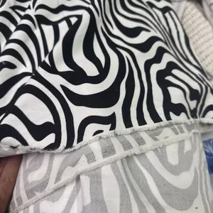 Cotton Nguyên Chất Shaka Trắng Nền Đen Trắng Ngựa Vằn Vải Đầm In Hình Áo Sơ Mi Vải 5.5