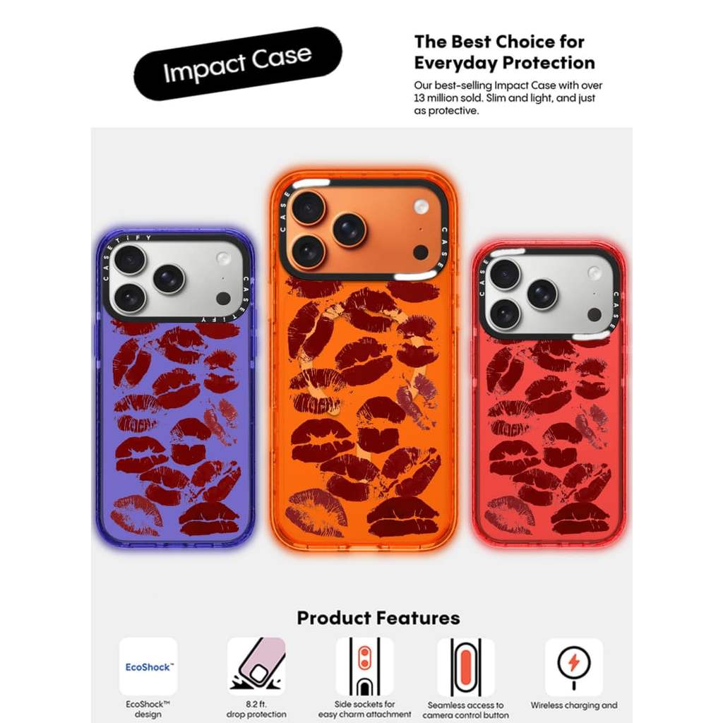 CASECASE X Lip print Cam / Đỏ / Perri Purple Candy Collection Màu Sắc Trong Suốt Cứng Từ Hút Tác Động Dành Cho Apple IPhone 13 14 15 16 17Pro Max Plus Có Hộp