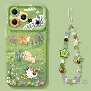 Ốp điện thoại hình động vật dễ thương Spring Green Park cho iPhone 17 16 15 14 13 12 11 Pro Max X Xr Xs Max 7 8 Plus SE2020