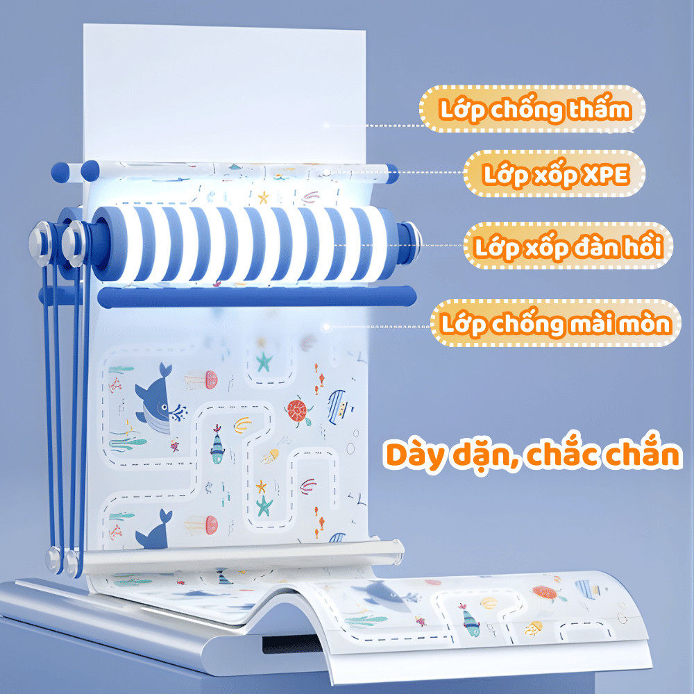 Thảm Xốp XPE Gấp Gọn Cho Bé 2 Mặt Chống Trượt, Thảm Tập Bò Em Bé Dày Dặn Chống Thấm Cách Nhiệt