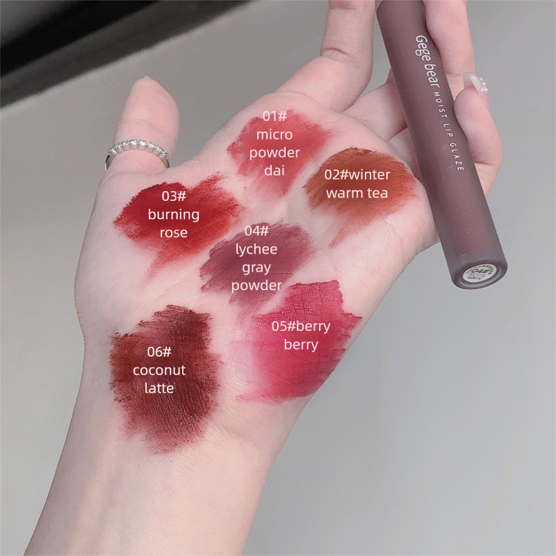 Son GEGE BEAR - 【Kết cấu trong mướt】, chất nhung lì mịn, lên màu chuẩn không dễ phai, phong cách nữ sinh