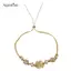 AqToCna Kim Cương Giả Opal Cỏ Ba Lá Có Thể Điều Chỉnh Vòng Tay Cho Nữ Thời Trang Mới Lấp Lánh Màu Vàng Vòng Tay Cưới Trang Sức Dự Tiệc Quà Tặng AqToCna