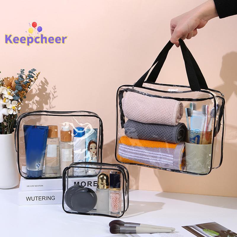 [Keepcheer] Túi đựng mỹ phẩm trong suốt PVC Nữ Dây kéo Túi trang điểm trong suốt Vỏ làm đẹp Du lịch Trang điểm Tổ chức lưu trữ Bồn tắm Túi giặt vệ sinh Mới