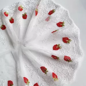 18cm Lưới Dâu Thêu Nhiều Màu Sắc Ren Váy DIY Handmade Phụ Kiện Trang Trí Quần Áo Bé Tóc Ren 5.7