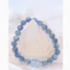 Vòng tay pha lê tự nhiên Unisex Kyanite Aquamarine - Hạt xanh nhạt - Trung tâm Aquamarine cỡ lớn - Miếng đệm kim cương bạc - Phong cách hàng ngày tối giản