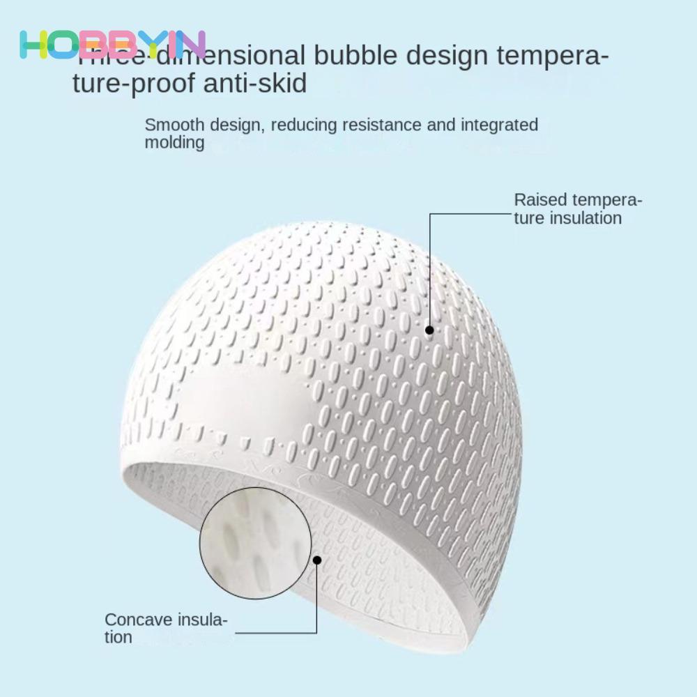 Mũ bơi silicon HOBBYIN, Mũ bơi bong bóng tai bảo vệ hạt chống trượt, Vỏ đầu bơi thể thao dưới nước chống nước Unisex thời trang chất lượng