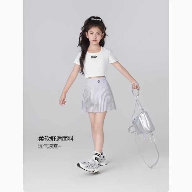 Váy thể thao khô nhanh, váy tennis/cầu lông, váy xếp li ngắn cho bé gái