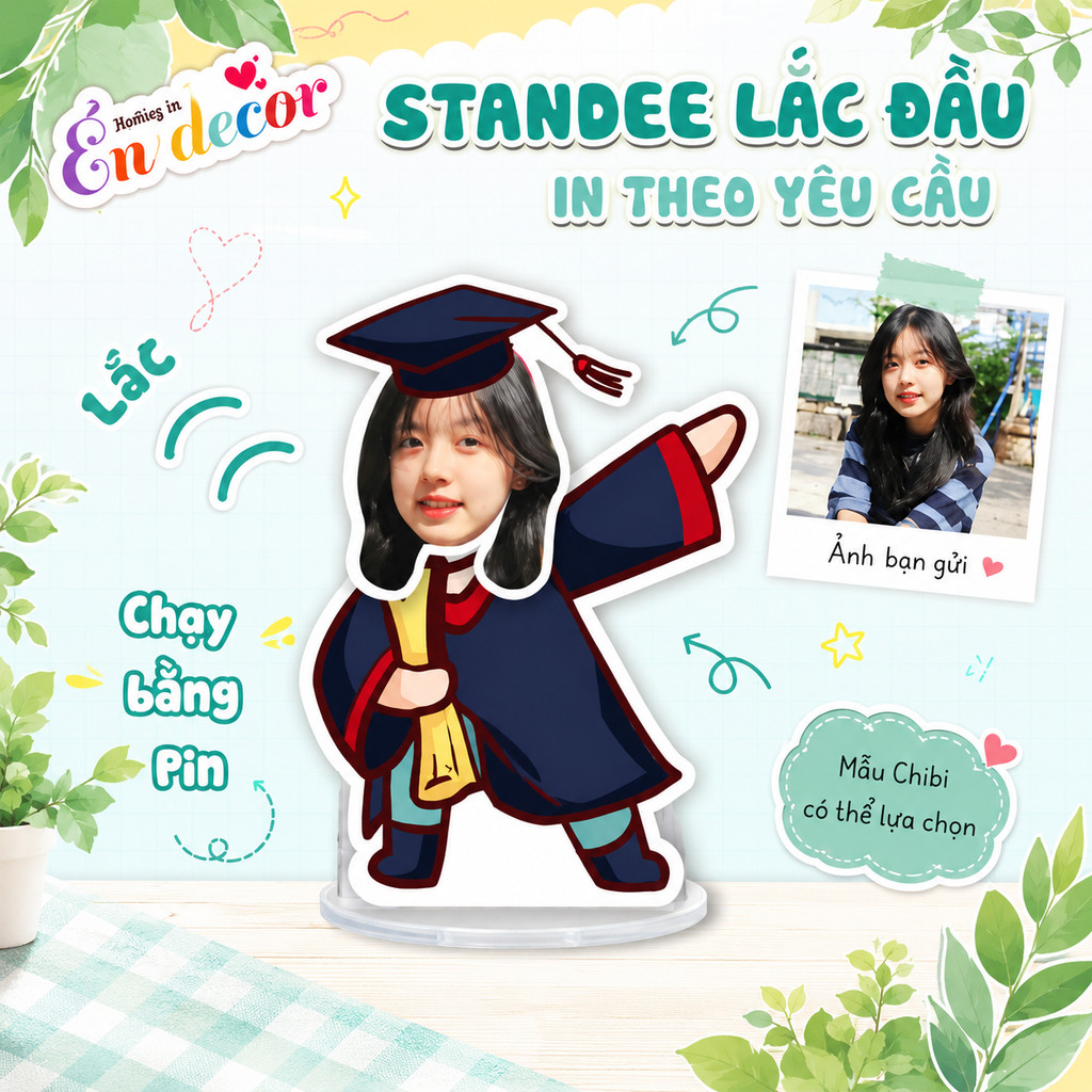 Standee lắc đầu chạy bằng pin cử nhân tốt nghiệp - Én decor | Shopee ...