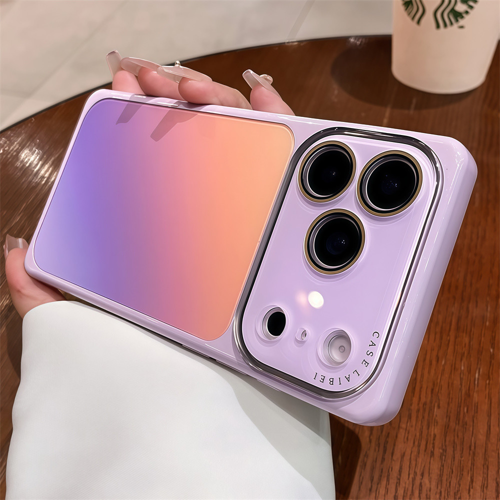 Ốp điện thoại hình vuông gradient thời trang cho iPhone 17 Pro Max 13 14 15 16 pro max Bao gồm tất cả bảo vệ ống kính máy ảnh vỏ mềm Vỏ bảo vệ vỏ điện thoại