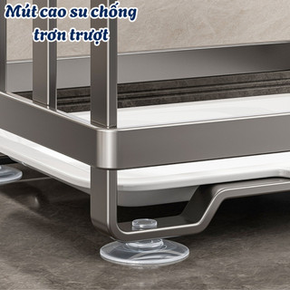 Kệ Cài Nắp Vung Nồi Thép Carbon Chống Gỉ MAISON, Giá Để Thớt Đa Năng Kèm Khay Thoát Nước, Kệ Bếp Gọn Gàng