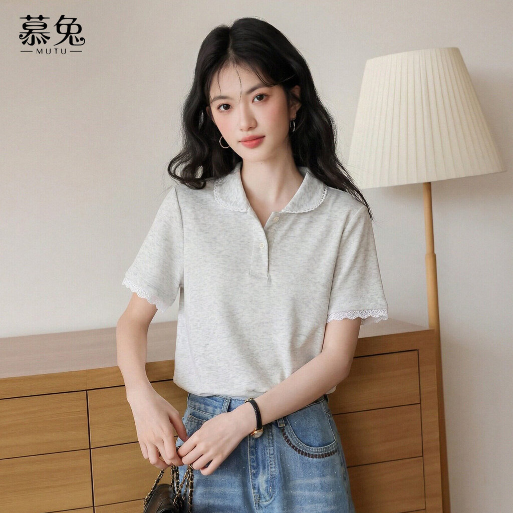 Mutu Áo Thun Ren Nữ Phong Cách Hàn Quốc Sweet Lace Cho Mùa Hè