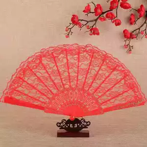 Nhật Bản Gothic Lông Vũ Quạt Retro Đen Trắng Ren Gấp Quạt Sườn Xám Sàn Catwalk Quạt Cổ KQAK