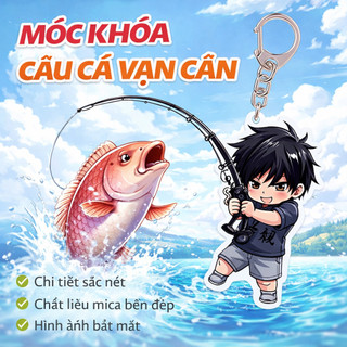 Móc chìa khóa khóa Câu cá vạn cân,  mica anime acrylic dễ thương