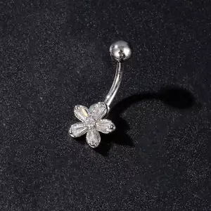 Thép không gỉ Bướm Hoa Bụng Nút Nhẫn Rốn Xuyên Nhẫn Nữ Cô Gái Gợi Cảm Bụng Xuyên Nhẫn Cơ Thể Trang Sức