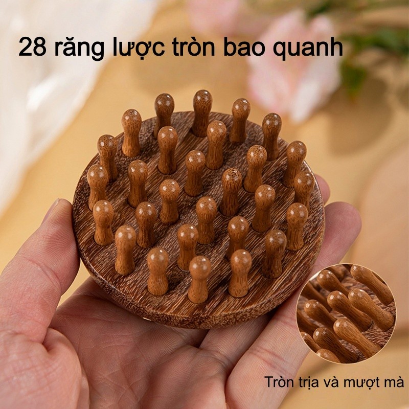 Lược đệm khí gỗ đàn hương đa năng: làm mượt tóc, massage da đầu, lưu thông máu, giảm stress, giúp ngủ ngon