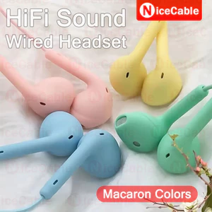 Macaron Màu Sắc Tai Nghe HiFi Chất Lượng Âm Thanh Jack 3.5MM Tai Nghe Có Dây Có Mic