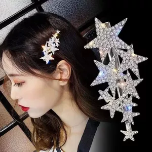 Kẹp tóc ngôi sao năm cánh full kim cương giả, phiên bản Hàn Quốc, sang trọng và phù hợp làm phụ kiện tóc cổ tích