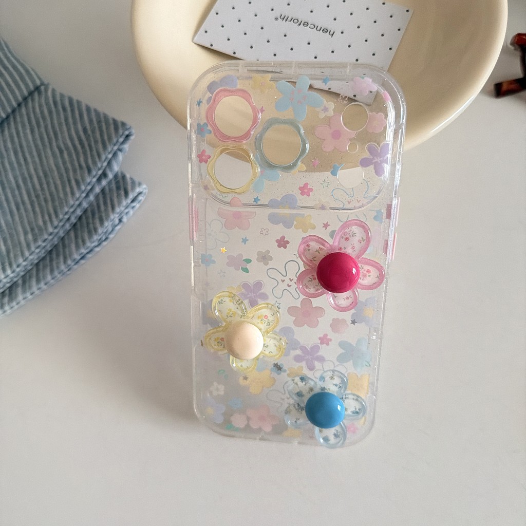 Ốp điện thoại hoa 3D cho iPhone 17 Pro Max 17 16 15 14 13 Vỏ bảo vệ chống sốc