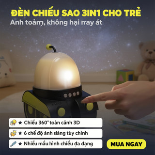 Máy Chiếu Ngôi Sao 3D Bluetooth Đèn Ngủ 360 Toàn Cảnh 6 Phim Mầm Non Trẻ Em Trang Trí Quà Tặng