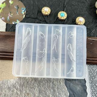 [hatheaven] 3D Silicone Monstera Lá Móng Tay Khắc Khuôn Acrylic Chim Ruy Băng Dập Tấm Móng Tay Stencils UV Gel Ba Lan Thiết Kế DIY Mẫu Móng Tay Quyến Rũ Đẹp