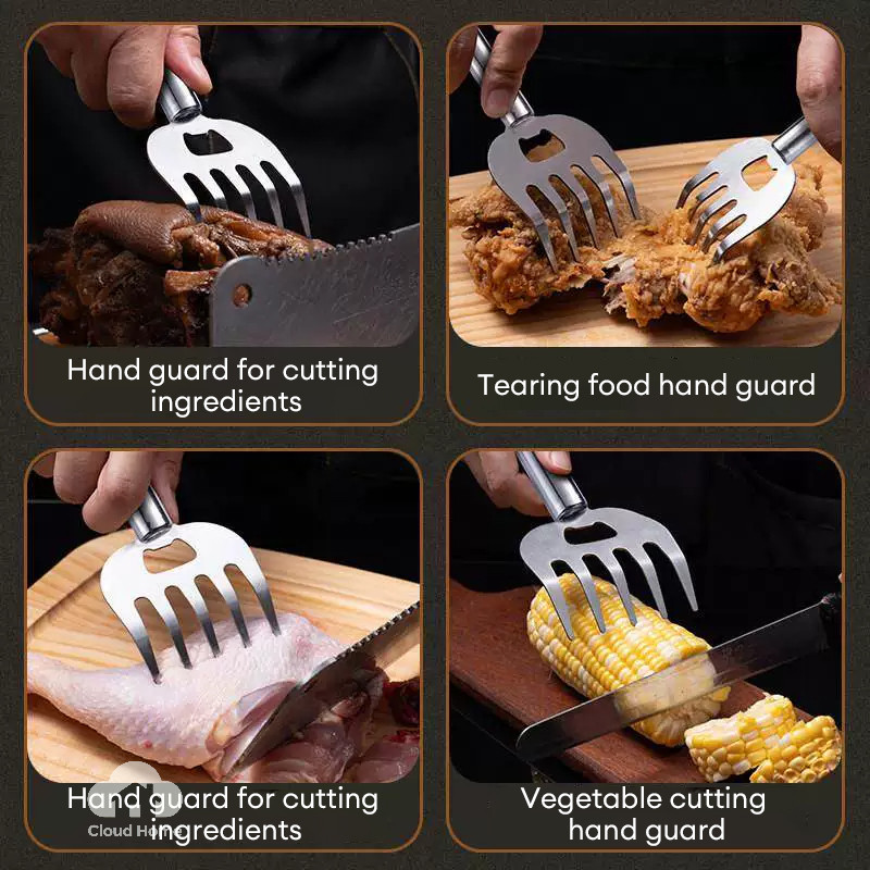 🌤️COD🌤️Dụng cụ giữ thịt chống nóng dĩa inox xiên thịt tiện lợi chống bỏng tay xé thịt Tay Cầm Kẹp Giữ Thực Phẩm Đa Năng