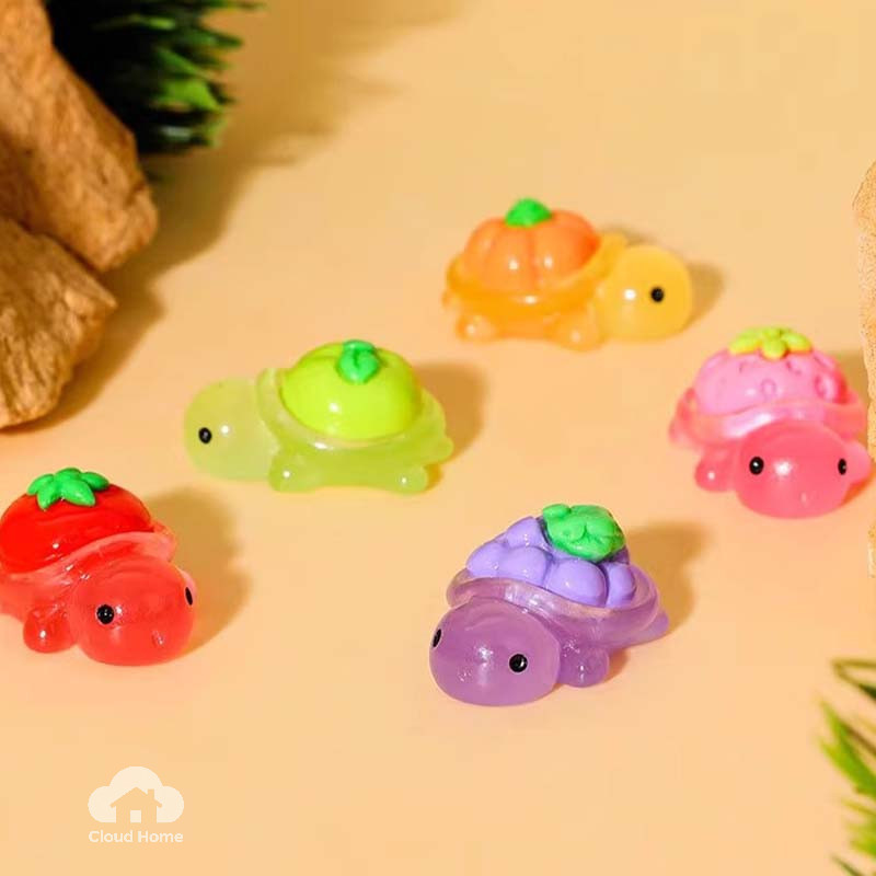 Đồ trang trí mini hình rùa nhỏ nhiều màu sắc hoạt hình, có đèn LED, dùng để bàn.