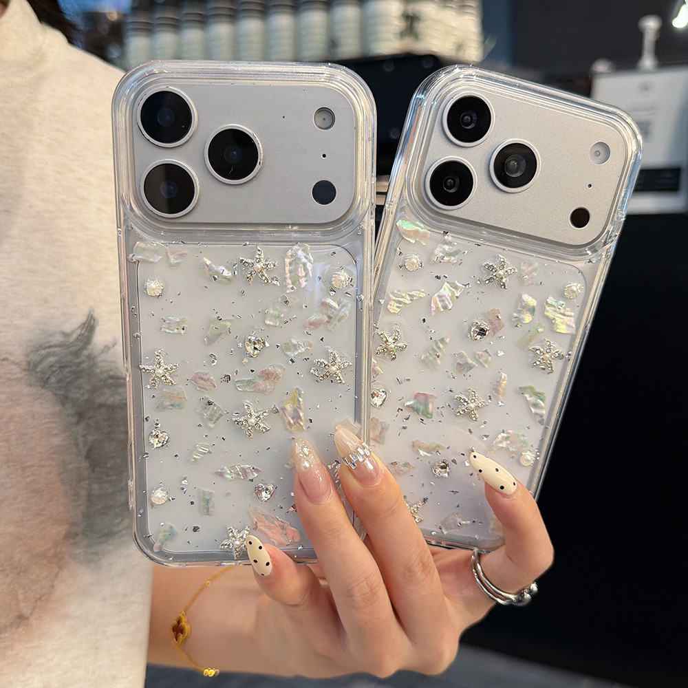 Ốp Điện Thoại Nhựa Vỏ Ngôi Sao Bạc 3D Cho iPhone 17 Pro Max 16 Plus 15 14 13 12 11 Vỏ Bảo Vệ Chống Sốc