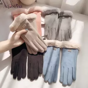 Găng Tay Lót Lông Cừu AqToCna Găng Tay Thời Trang Thu Đông Dễ Thương Lông Thú Ấm Găng Tay Full Ngón Tay Nữ Thể Thao Ngoài Trời Găng Tay Nữ AqToCna