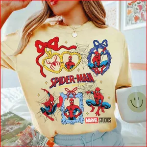 Áo thun GC1 Cotton dày 110CM-6XL, nơ hình Người Nhện, tay ngắn