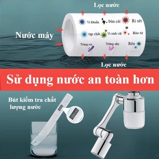 Bộ lọc vòi đa năng Máy sục khí Xoay 1080 độ Đính kèm bồn rửa bằng thép không gỉ ABS