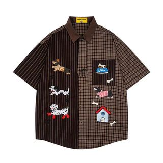 Dachshund Thêu Trên Áo Sơ Mi Tay Ngắn, Hoạt Hình Phù Hợp Cho Nam Và Nữ Mùa Hè