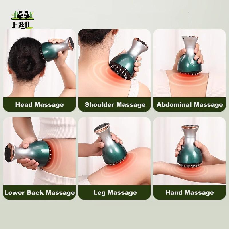 [F & O] Máy mát xa Guasha có thể sạc lại Định hình cơ thể Làm nóng Kinh tuyến Bàn chải cạo giải độc bạch huyết Chế độ nạo vét chất béo EMKK
