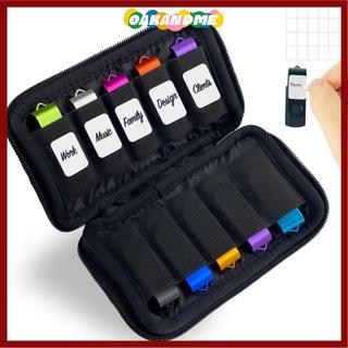 Túi xách OAKANDME, USB Flash Drive Polyester Túi lưu trữ, Bảo vệ 6 khe 10 khe cắm di động USB màu đen sắp xếp đĩa phụ kiện điện tử