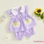 Bộ trang phục 2 món dành cho bé gái Áo cổ búp bê sọc không tay + Quần short