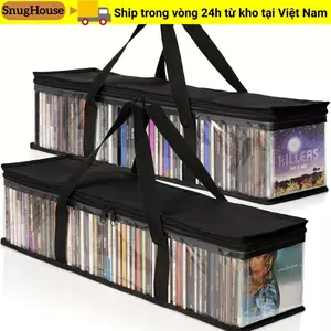 Hộp đựng bộ sưu tập SNUGHOUSE, Túi lưu trữ trong suốt di động, có tay cầm có dây kéo DVD có thể xếp chồng lên nhau chống bụi lớn