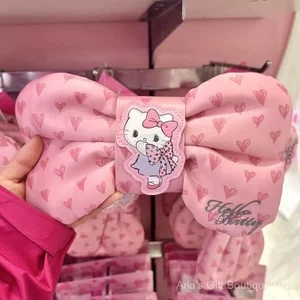 Phong cách mới Nhật Bản HeIIoKitty Túi đựng nơ màu hồng dễ thương Đồ dùng học sinh Hộp đựng bút chì