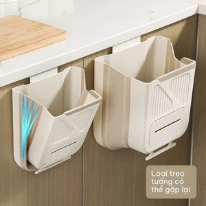 Thùng rác treo cửa tủ không thủng, thiết kế có thể gập lại, được sử dụng cho nhà bếp, phòng tắm, nhà vệ sinh, tiết kiệm không gian, hàng hóa tiện lợi cho gia đình