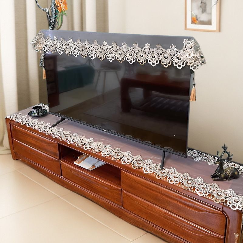 YHMJFBY1314 Phong Cách Mới Tivi Tivi Ren Chống Bụi Bao Chống Bụi Chống Bề Mặt Cong Boot Không Nhặt Treo Tủ Tivi Khăn Che Đa Năng