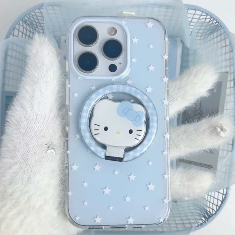 Hoạt Hình Dễ Thương Hello Kitty Từ Điện Thoại Cầm Chân Đế Có Gương Sáng Tạo 3D Hoạt Hình Gấp Giá Đỡ Ngôi Sao Để Bàn Cho Iphone
