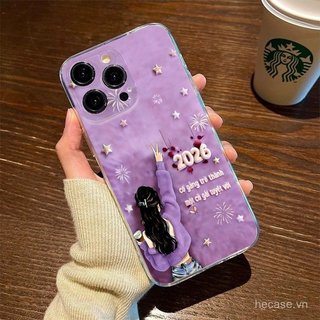 Ốp Điện Thoại Màu Tím Hoạt Hình Cô Gái Họa Tiết Sơn Thích Hợp Cho iPhone 11promax 12promax 11 12 13 14 Pro max 15promax 15 16 17 pro max xr xs 12pro 13pro Ốp Mềm Chống Sốc