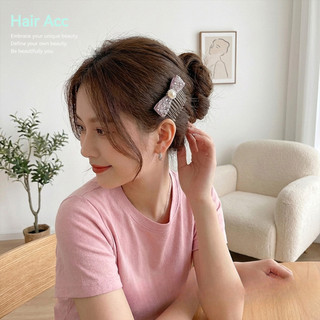 Màu Hồng Kim Cương Giả Nơ Ngọc Trai Chèn Lược Nữ Trán Tóc Nơ Tóc Tính Khí Thanh Lịch Cao Cấp Phụ Kiện Tóc Nữ