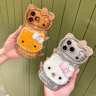 17promax Ốp Lưng Sang Trọng 3D Bling Hello Kitty Cho iphone 17 16 15 14 13 Pro Max 16promax 17pro 16pro 15pro 14pro Vỏ Điện Thoại Full Kim Cương Giả & Lấp Lánh Vỏ Bảo Vệ Chống Sốc