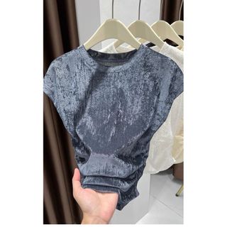 Sheer Lưới Ngắn Tay Áo Nữ Mùa Hè Mỏng Thoáng Mát Cảm Thấy Lông Tơ Tay Crop Base Layer Top