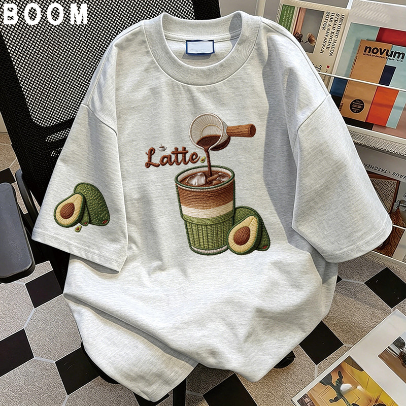 BOOM Áo thun nữ kiểu hàn quốc form rộng tay lỡ cổ tròn cotton Mát-Hè hot trend in cách dễ thương Áo phông form vừaV17