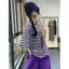 Phiên bản Hàn Quốc mùa hè Hợp thời trang phù hợp với mọi trận đấu siêu rộng dáng rộng dáng rộng dáng rộng dáng rộng dáng rộng đơn giản dành cho nữ sọc T @ -