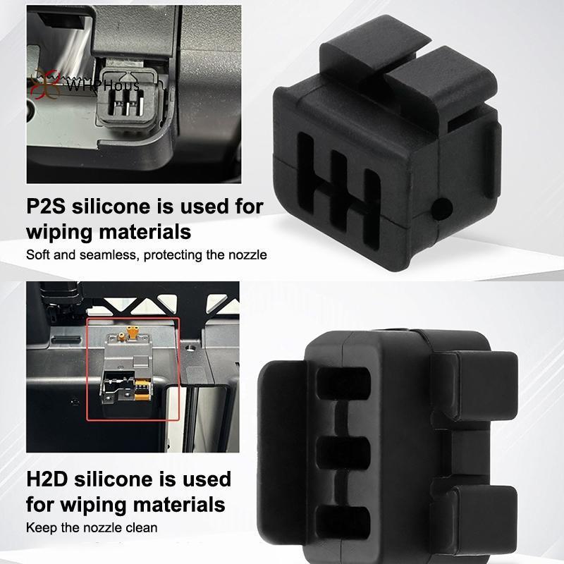< WHPHous-t > Bambu Lab H2D H2S P2S Bàn chải silicon có thể gập lại Khăn lau vòi phun hiệu quả Làm sạch nóng bỏng để in chất lượng Đẹp