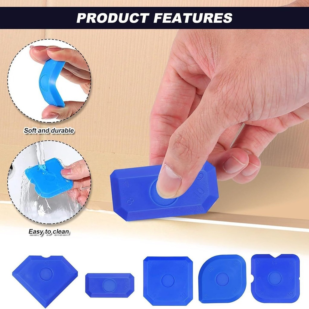 ✪Bộ dụng cụ làm đầy khớp silicon 5 mảnh Dụng cụ bịt kín Thìa vữa Thích hợp cho nhà bếp Phòng tắm Cửa sổ sàn U0WP