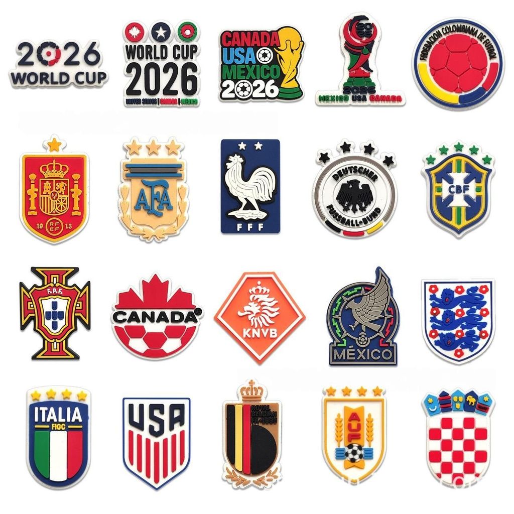 Set charm gắn dép cross WORLD CUP 2026, Nút gắn phụ kiện sticker trang trí dép cross CROSS TREND