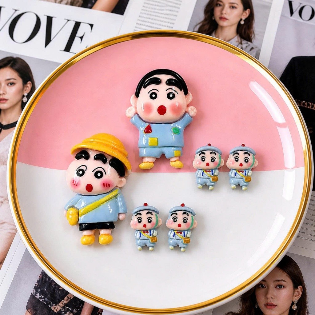 🌟 Shin Ngơ Ngác Đi Học – School Day Kawaii Set- Set charm gắn dép siêu dễ thương- charm Shin cậu bé bút chì cute
