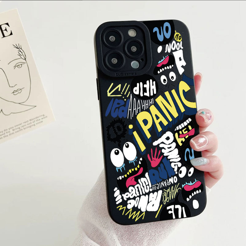 Ốp lưng iPhone Case i Panic Pattern Silicone Camera Case - iP 7/8/X/XS/XR/11/12/13/14/15/16/17/Plus/Air/Pro/Max